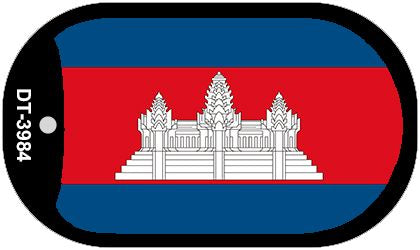 Cambodia Flag Scroll Metal Novelty Dog Tag Necklace DT-3984