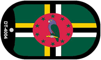 Dominica Flag Scroll Metal Novelty Dog Tag Necklace DT-4004