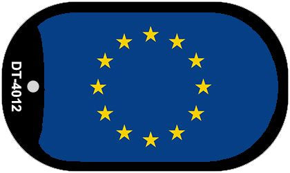 European Union Flag Scroll Metal Novelty Dog Tag Necklace DT-4012