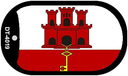 Gibraltar Flag Scroll Metal Novelty Dog Tag Necklace DT-4019