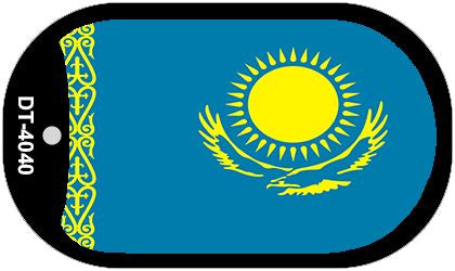 Kazakhstan Flag Scroll Metal Novelty Dog Tag Necklace DT-4040