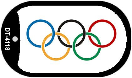 Olympic Flag Metal Novelty Dog Tag Necklace DT-4118