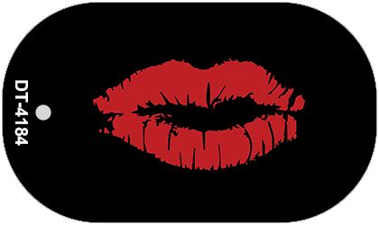 Full Red Lips Novelty Metal Dog Tag Necklace DT-4184