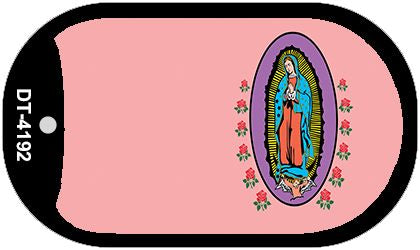 Virgin Mary Pink Offset Novelty Metal Dog Tag Necklace DT-4192