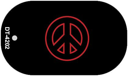 Red Peace Sign Novelty Metal Dog Tag Necklace DT-4202