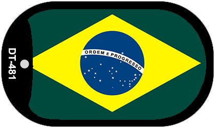 Brazil Flag Scroll Metal Novelty Dog Tag Necklace DT-481