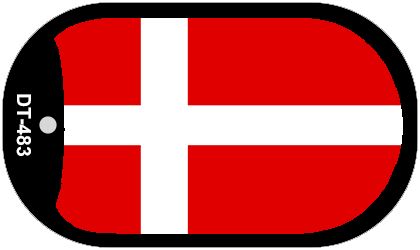 Denmark Flag Scroll Metal Novelty Dog Tag Necklace DT-483