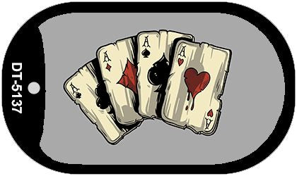 Four Aces Cards Novelty Metal Dog Tag Necklace DT-5137