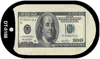 $100 Bill Novelty Metal Dog Tag Necklace DT-5168