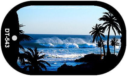 Ocean Wave Novelty Metal Dog Tag Necklace DT-543