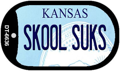 Skool Suks Kansas Novelty Metal Dog Tag Necklace DT-6636