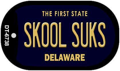 Skool Suks Delaware Novelty Metal Dog Tag Necklace DT-6738