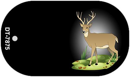 Deer Offset Novelty Metal Dog Tag Necklace DT-7875