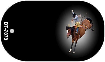 Buckin Bronco Offset Novelty Metal Dog Tag Necklace DT-7878