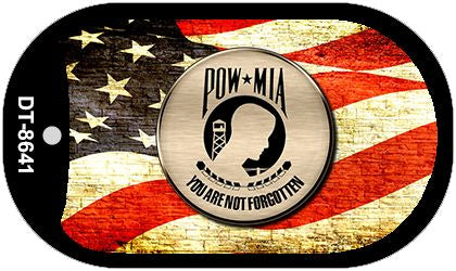POW MIA With USA Flag Novelty Metal Dog Tag Necklace DT-8641