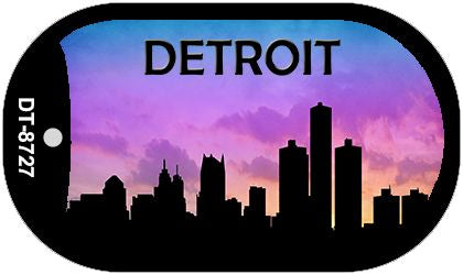 Detroit Silhouette Novelty Metal Dog Tag Necklace DT-8727