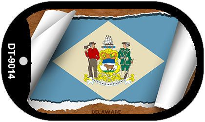 Delaware State Flag Scroll Metal Novelty Dog Tag Necklace DT-9014