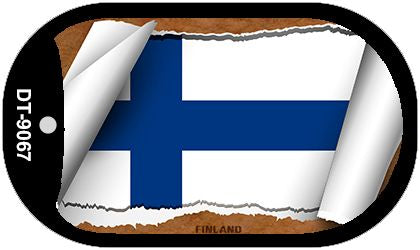 Finland Flag Scroll Metal Novelty Dog Tag Necklace DT-9067