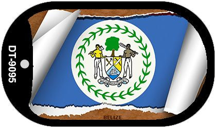 Belize Flag Scroll Metal Novelty Dog Tag Necklace DT-9095