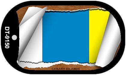 Canary Islands Flag Scroll Metal Novelty Dog Tag Necklace DT-9150