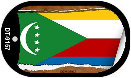 Comoros Flag Scroll Metal Novelty Dog Tag Necklace DT-9157