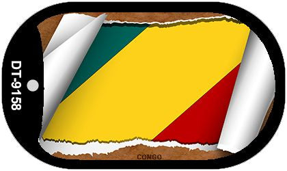 Congo Flag Scroll Metal Novelty Dog Tag Necklace DT-9158