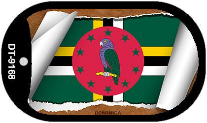 Dominica Flag Scroll Metal Novelty Dog Tag Necklace DT-9168