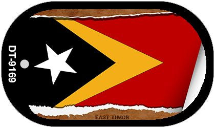 East Timor Flag Scroll Metal Novelty Dog Tag Necklace DT-9169