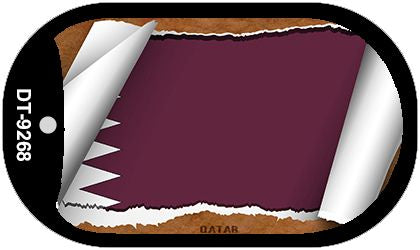Qatar Flag Scroll Metal Novelty Dog Tag Necklace DT-9268