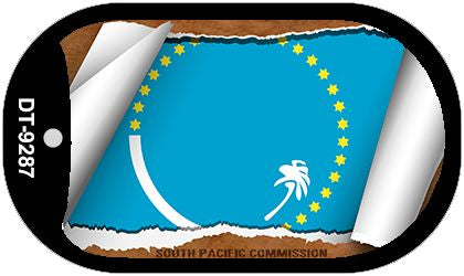 South Pacific Commission Flag Scroll Metal Novelty Dog Tag Necklace DT-9287