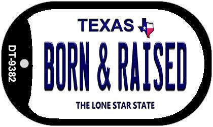 Born & Raised Texas Novelty Metal Dog Tag Necklace DT-9382