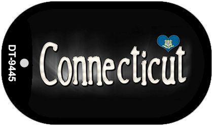 Connecticut Flag Script Novelty Metal Dog Tag Necklace DT-9445