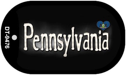 Pennsylvania Flag Script Novelty Metal Dog Tag Necklace DT-9476