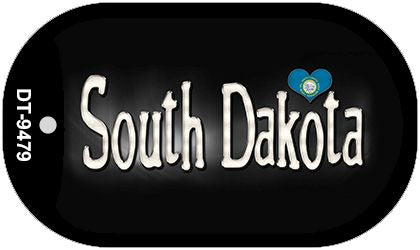 South Dakota Flag Script Novelty Metal Dog Tag Necklace DT-9479
