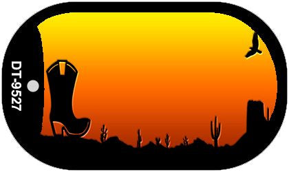 Boot Sunset Arizona Western Novelty Metal Dog Tag Necklace DT-9527