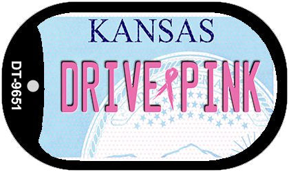 Drive Pink Kansas Novelty Metal Dog Tag Necklace DT-9651