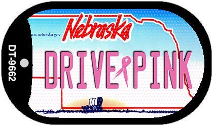 Drive Pink Nebraska Novelty Metal Dog Tag Necklace DT-9662