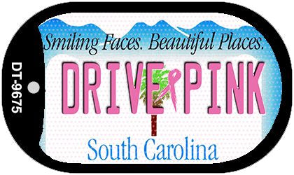 Drive Pink South Carolina Novelty Metal Dog Tag Necklace DT-9675