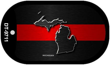 Michigan Thin Red Line Novelty Dog Tag Necklace DT-9711