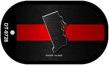 Rhode Island Thin Red Line Novelty Dog Tag Necklace DT-9728