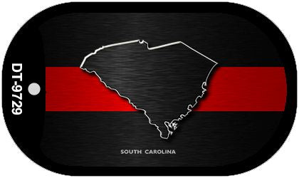 South Carolina Thin Red Line Novelty Dog Tag Necklace DT-9729