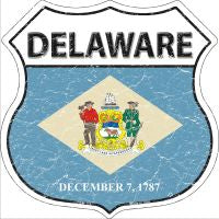 Delaware State Flag Highway Shield Novelty Metal Magnet HSM-116