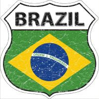 Brazil Flag Highway Shield Novelty Metal Magnet HSM-195