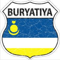 Buryatiya Flag Highway Shield Novelty Metal Magnet HSM-201
