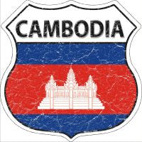 Cambodia Flag Highway Shield Novelty Metal Magnet HSM-202