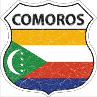 Comoros Flag Highway Shield Novelty Metal Magnet HSM-219