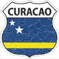 Curacao Flag Highway Shield Novelty Metal Magnet HSM-228