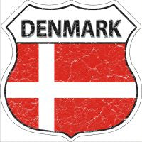 Denmark Flag Highway Shield Novelty Metal Magnet HSM-233