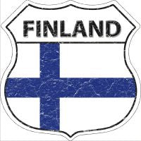 Finland Flag Highway Shield Novelty Metal Magnet HSM-249