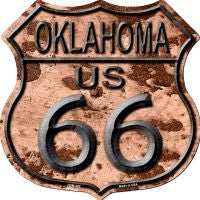 Route 66 Oklahoma Rusty Metal Highway Shield Novelty Metal Magnet HSM-492